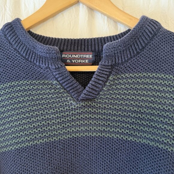 Roundtree and Yorke Knit Sweater Men’s XL Striped Vintage 90s Y2K Cotton Sweater - Picture 2 of 7